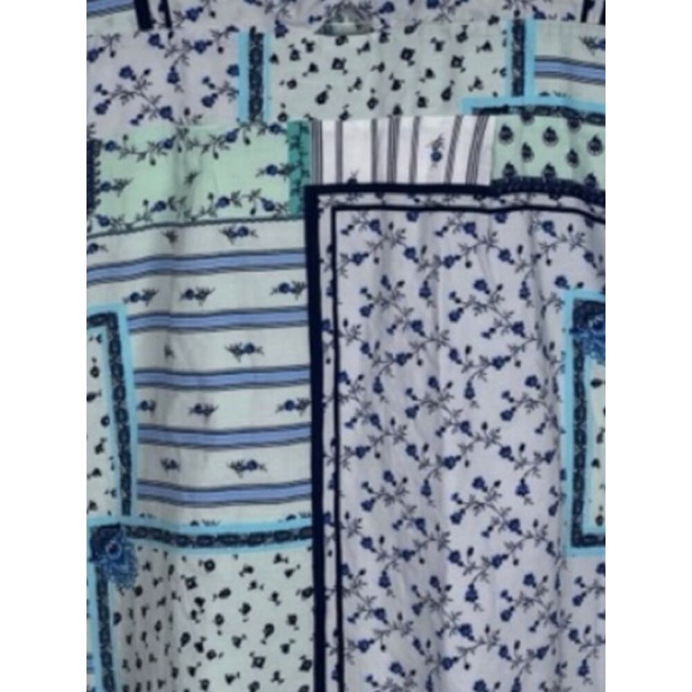Loft Patchwork Ditsy Floral Mini Dress 8 Front Twist Cutout Blue Spring Coastal - Picture 3 of 11